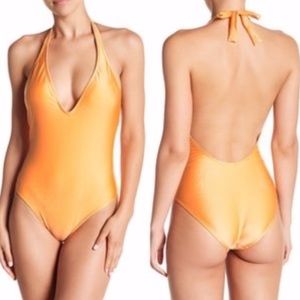ViX Swimwear Solid Ice Halter One-Piece Swimsuit